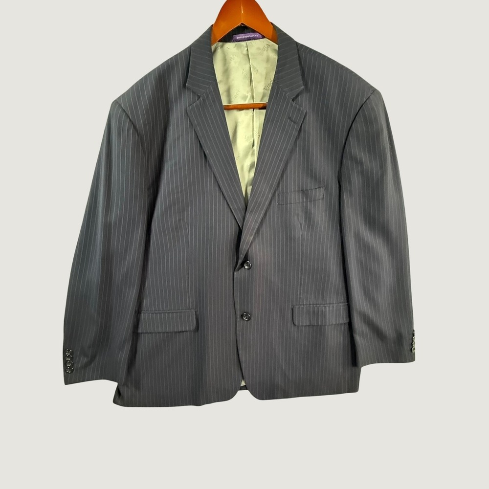 Vinci 50R Mens Navy Pinstripe Blazer Sport Coat 2 Button Designed in Italy
